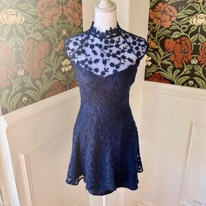 Vintage Lace High Neck Mini Cocktail Dress 🫐🥃